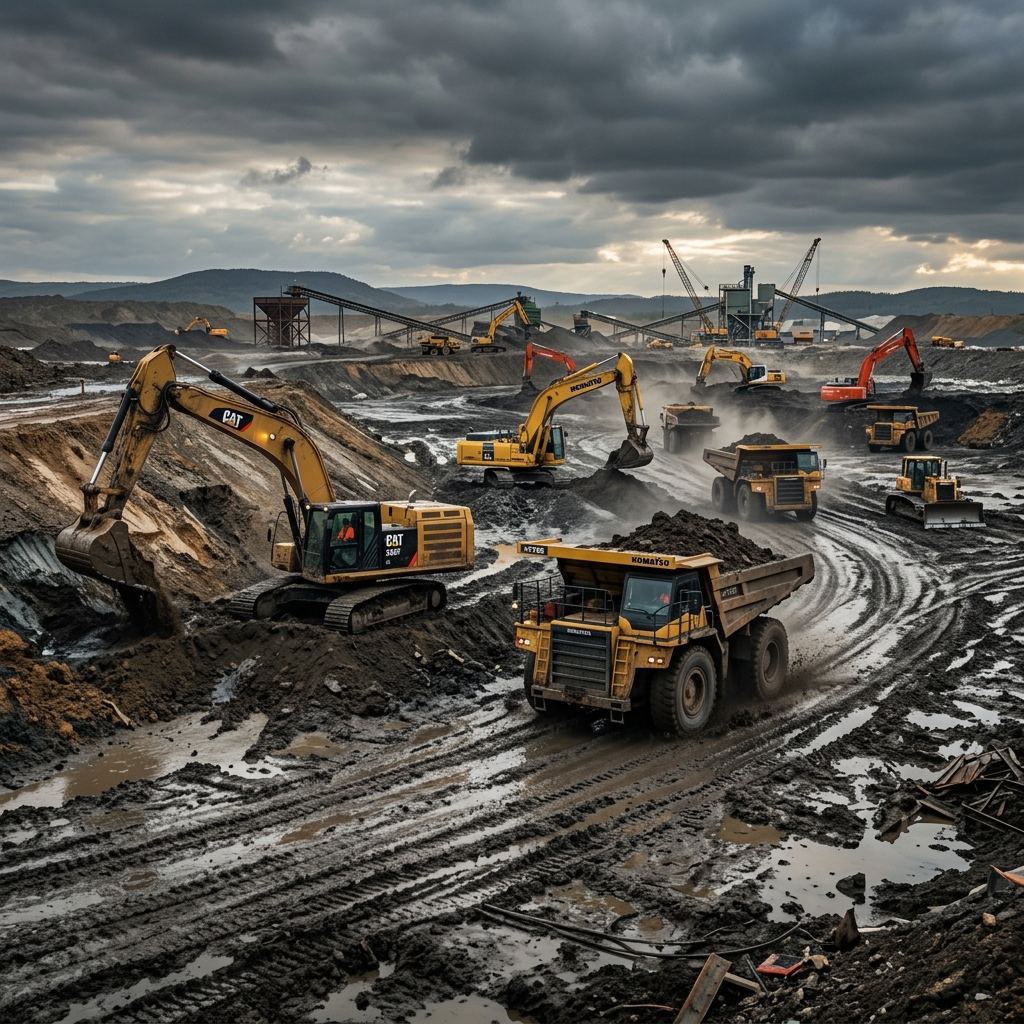 Heavy Machinery Operations in Swamp Terrain